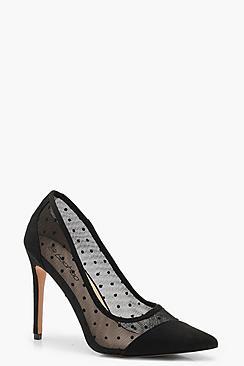 Boohoo Polka Dot Asymmetric Court Shoes