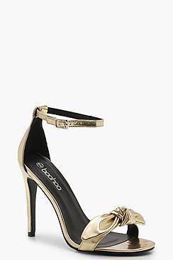 Boohoo Metallic Bow Front Two Part Heels