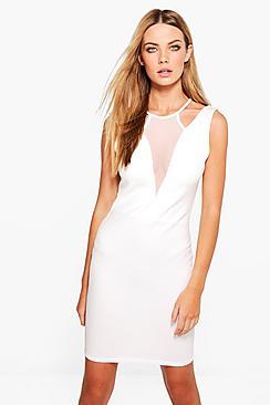 Boohoo Antonina Mesh Detail Bodycon Dress