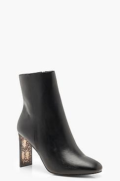 Boohoo Tortoise Shell Heel Shoe Boots