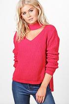 Boohoo Ella Choker Strap V Neck Jumper