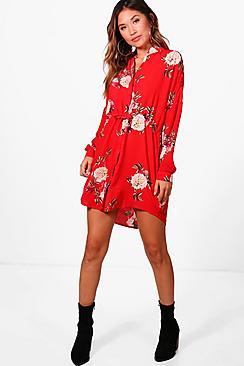 Boohoo Penelope Floral Shirt Dress