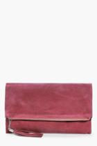 Boohoo Sofia Suedette Fold Over Clutch Bag Mauve