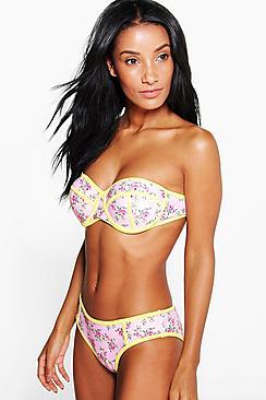 Boohoo Praia Floral Underwired Contrast Bikini Set