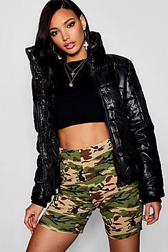 Boohoo Funnel Puffer Jacket With Zips