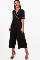 Boohoo Petite Poppy Woven Tailored Wrap Jumpsuit