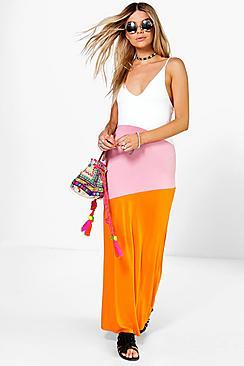 Boohoo Ellen Colour Block Strappy Maxi Dress
