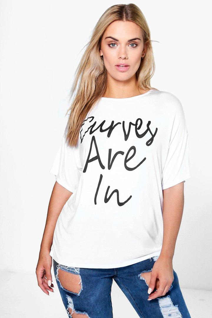 Boohoo Plus Kelly Slogan Tee White