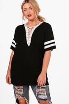 Boohoo Plus Imogen Lace Up Baseball T-shirt