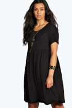 Boohoo Plus Emily Short Sleeved Smock Dress Black