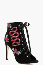 Boohoo Tana Floral Embroidered Lace Up Boot