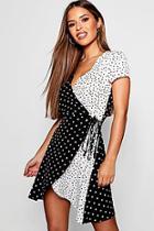 Boohoo Petite Mix And Match Polka Dot Dress