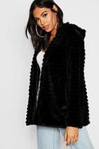 Boohoo Tall Hooded Faux Fur Coat