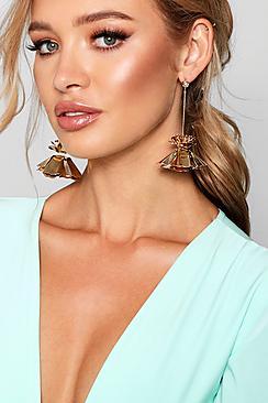 Boohoo Lily Statement Metal Floral Drop Earrings
