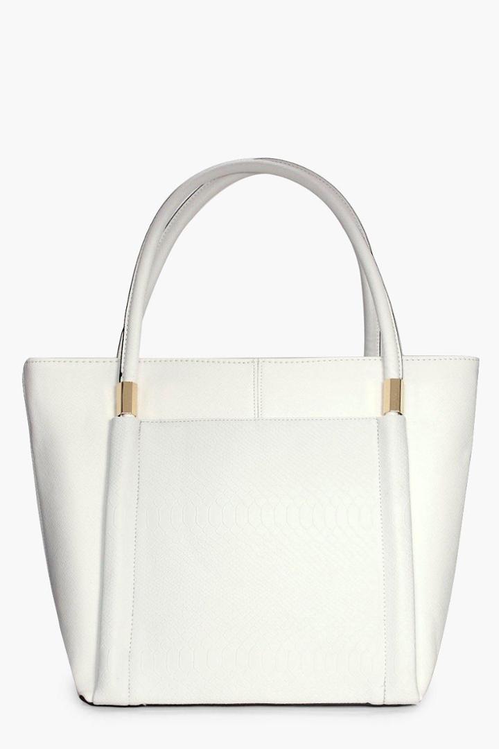 Boohoo Scarlet Snake Tote Cream