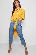 Boohoo Woven Button Tie Front Shirt