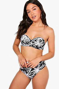 Boohoo Sydney Mono Palm Underwired H/w Bikini