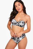 Boohoo Sydney Mono Palm Underwired H/w Bikini