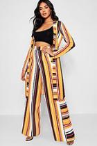 Boohoo Rachael Mustard Stripe Wide Leg Trouser