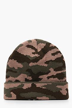 Boohoo Knitted Camo Hat