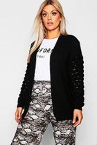 Boohoo Plus Bubble Knit Sleeve Cardigan