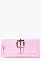 Boohoo Lydia Buckle Detail Clutch Bag Pink