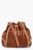 Boohoo Sophie Shearling Trim Duffle Bag