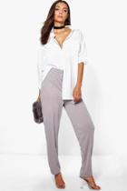 Boohoo Tall Lavina Pintuck Seam Detail Tailored Trousers Grey