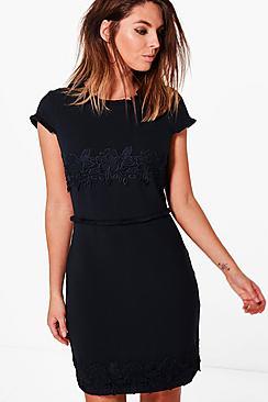 Boohoo Cat Embroidered Short Sleeve Dress