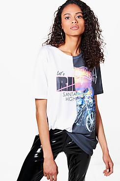 Boohoo Stella Subliminated Spliced Tee