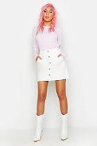Boohoo White Contrast Stitch Denim Mini Skirt