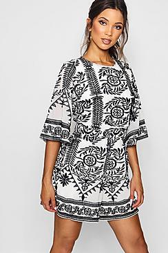Boohoo Embroidered Boutique Detail Playsuit