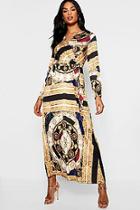 Boohoo Tall Scarf Print Satin Maxi Dress
