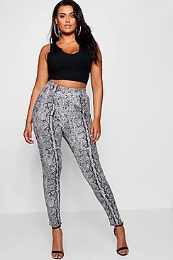 Boohoo Plus Snake Print Pleat Front Trouser