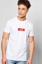 Boohoo Man Logo Chest Print T Shirt White