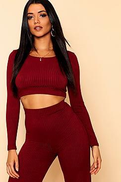 Boohoo Jumbo Rib Scoop Neck Crop