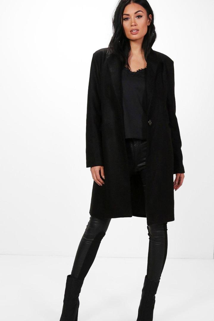 Boohoo Kelly Wool Look Coat Black