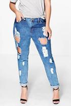 Boohoo Plus Bonnie High Waisted Ripped Skinny Jeans