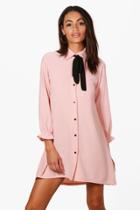 Boohoo Freya Woven Scarf Shirt Dress Pink