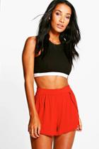 Boohoo Lolah Wrap Over Jersey Shorts Rust