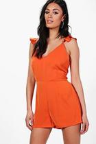 Boohoo Emily Ruffle Shoulder Backless Woven Playsuit