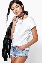 Boohoo Evie Embellished Puff Print Tee