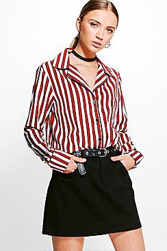 Boohoo Hayley Stripe Oversized Shirt