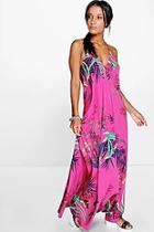 Boohoo Inna Tropical Halter Maxi Dress
