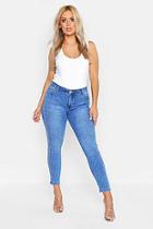 Boohoo Plus Diamante High Rise Jeans