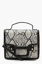 Boohoo Faux Python Snake Structured Cross Body