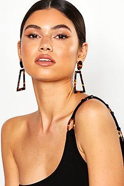 Boohoo Trapezium Tortoiseshell Earrings