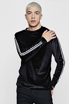 Boohoo Velour Sweater With Sports Rib Panel