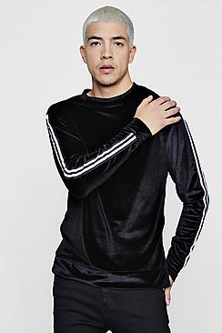 Boohoo Velour Sweater With Sports Rib Panel