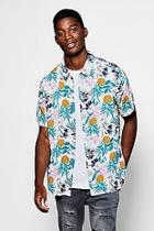 Boohoo White Pineapple Floral Print Short Sleeve Shirt